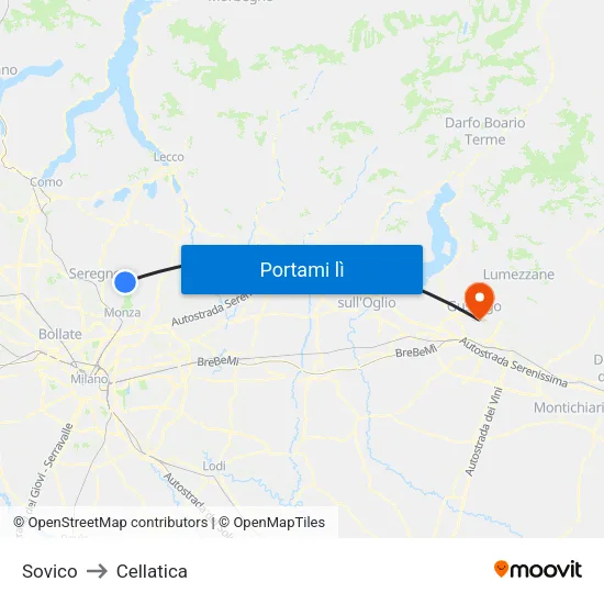 Sovico to Cellatica map
