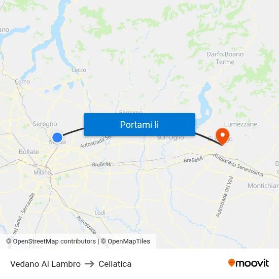 Vedano Al Lambro to Cellatica map