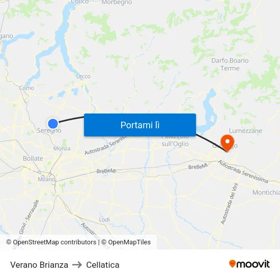 Verano Brianza to Cellatica map