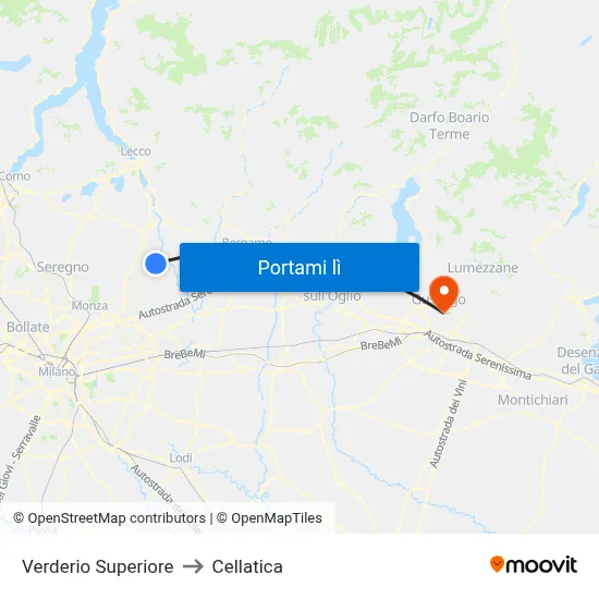 Verderio Superiore to Cellatica map