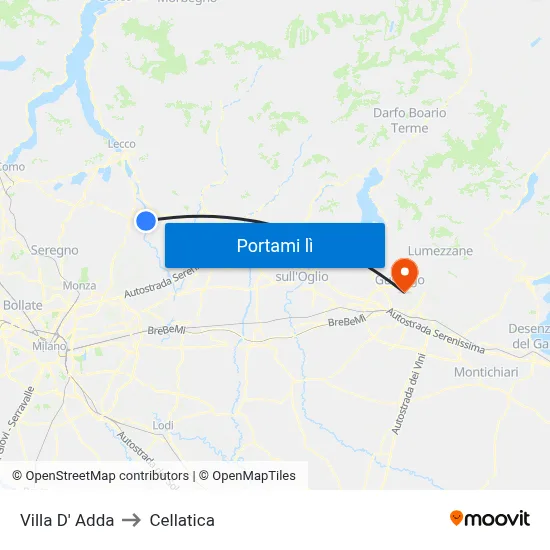 Villa D' Adda to Cellatica map