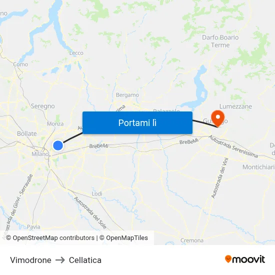 Vimodrone to Cellatica map