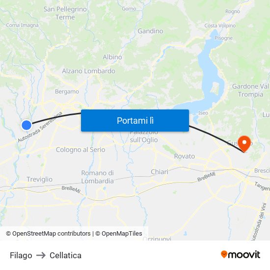 Filago to Cellatica map