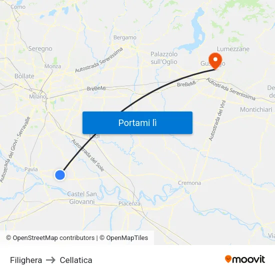 Filighera to Cellatica map