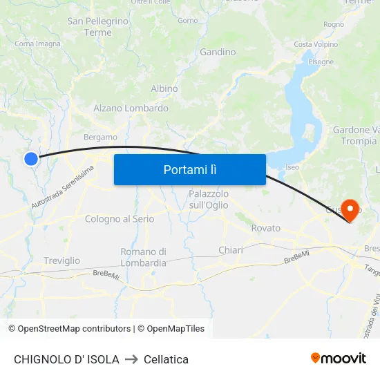 CHIGNOLO D' ISOLA to Cellatica map