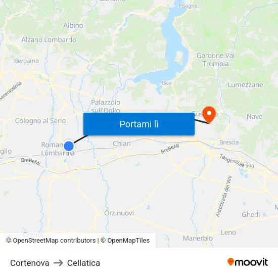 Cortenova to Cellatica map