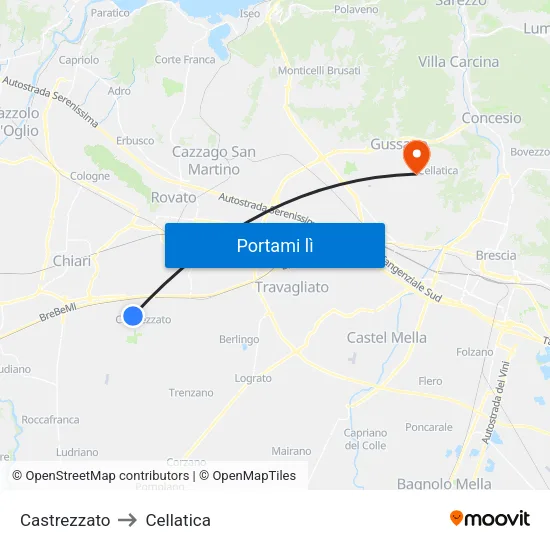 Castrezzato to Cellatica map