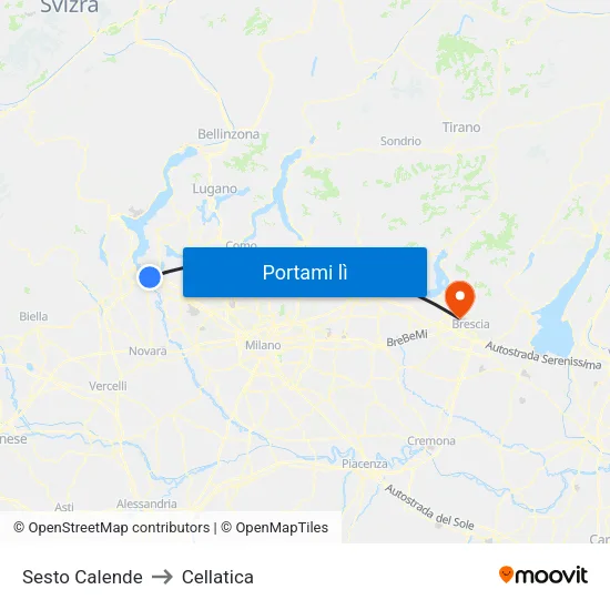 Sesto Calende to Cellatica map