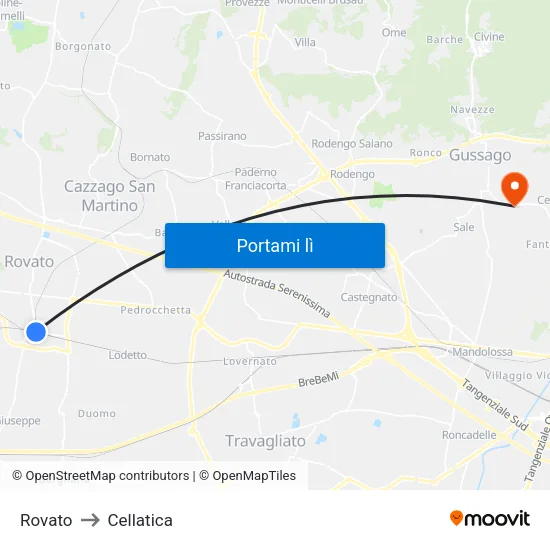 Rovato to Cellatica map
