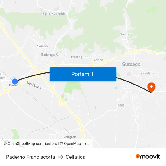 Paderno Franciacorta to Cellatica map