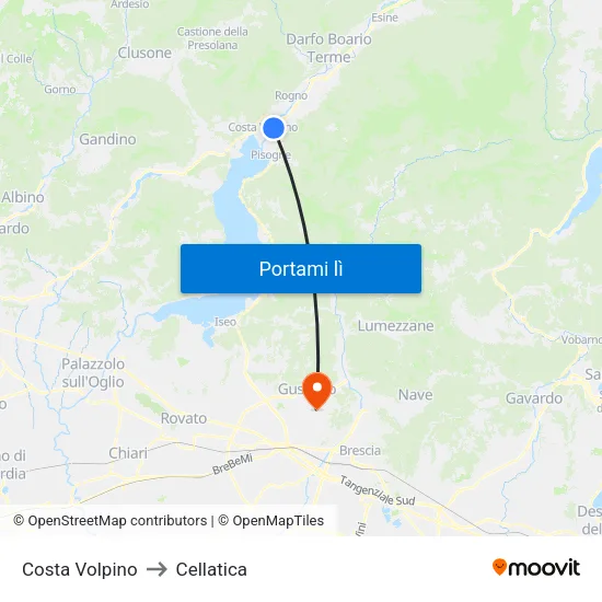 Costa Volpino to Cellatica map