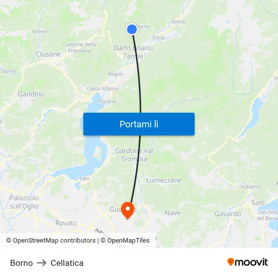 Borno to Cellatica map