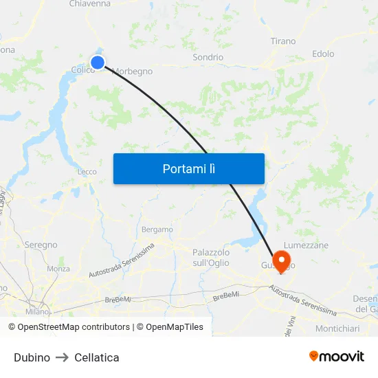 Dubino to Cellatica map