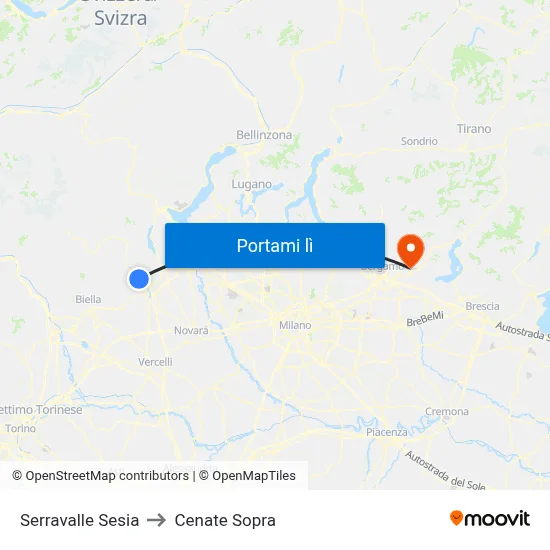 Serravalle Sesia to Cenate Sopra map