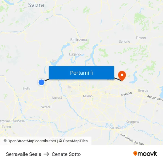 Serravalle Sesia to Cenate Sotto map
