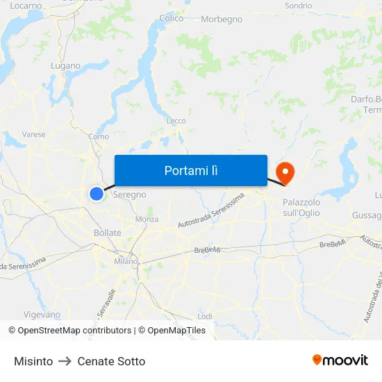 Misinto to Cenate Sotto map