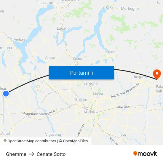 Ghemme to Cenate Sotto map
