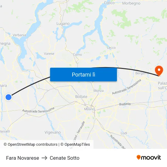 Fara Novarese to Cenate Sotto map