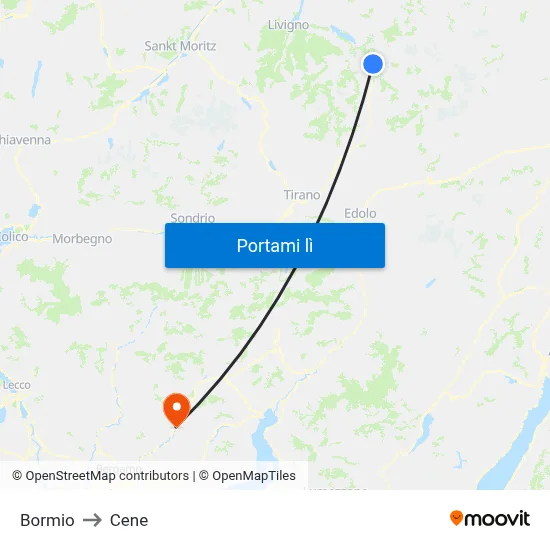 Bormio to Cene map