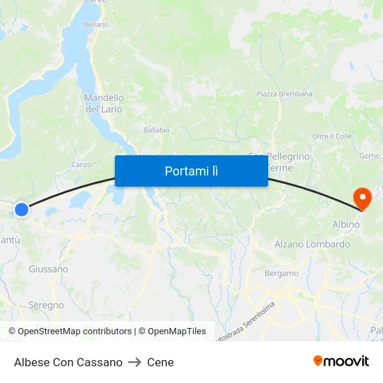 Albese Con Cassano to Cene map