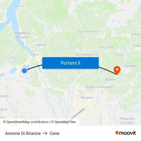 Annone Di Brianza to Cene map