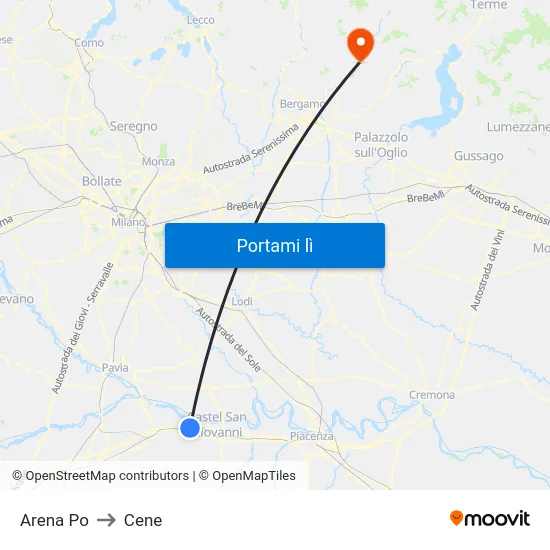 Arena Po to Cene map