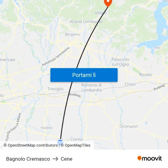Bagnolo Cremasco to Cene map