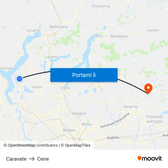 Caravate to Cene map