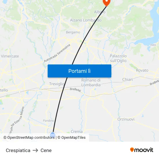 Crespiatica to Cene map