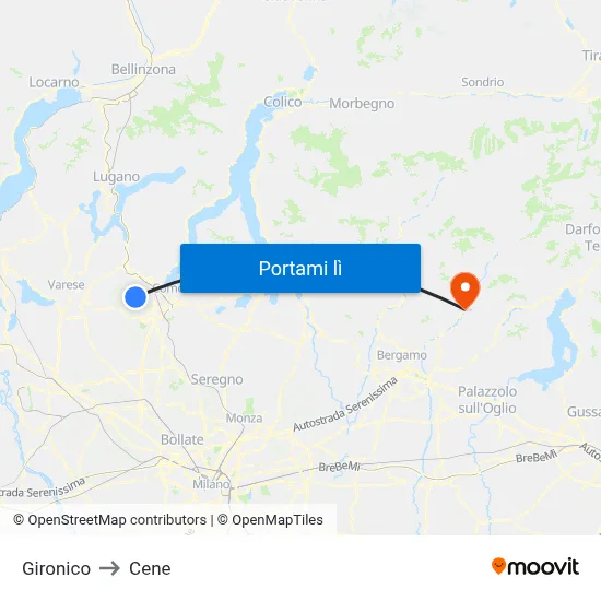 Gironico to Cene map