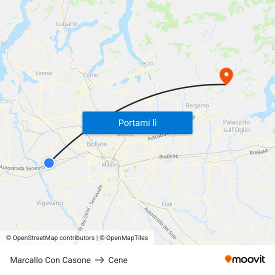 Marcallo Con Casone to Cene map