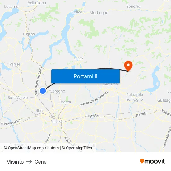 Misinto to Cene map