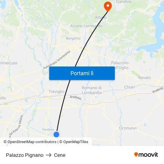 Palazzo Pignano to Cene map