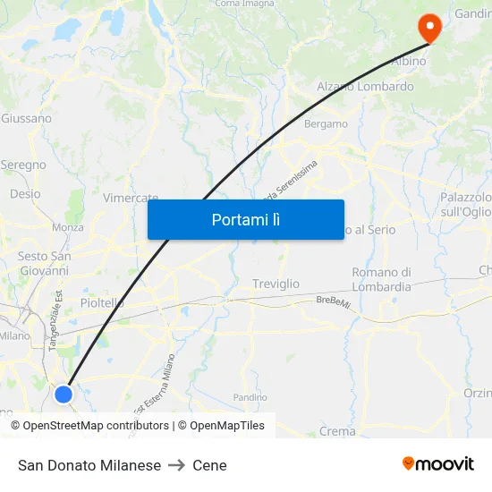 San Donato Milanese to Cene map