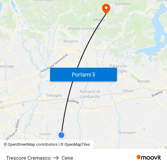 Trescore Cremasco to Cene map