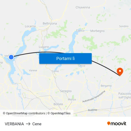 VERBANIA to Cene map