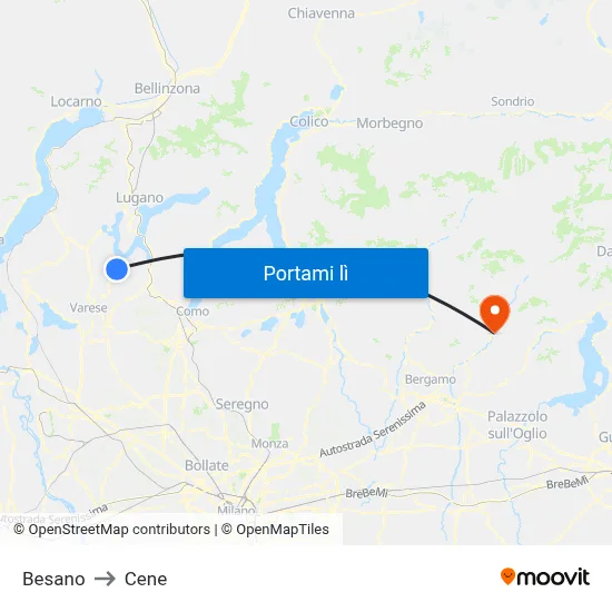 Besano to Cene map