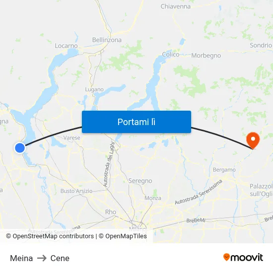 Meina to Cene map