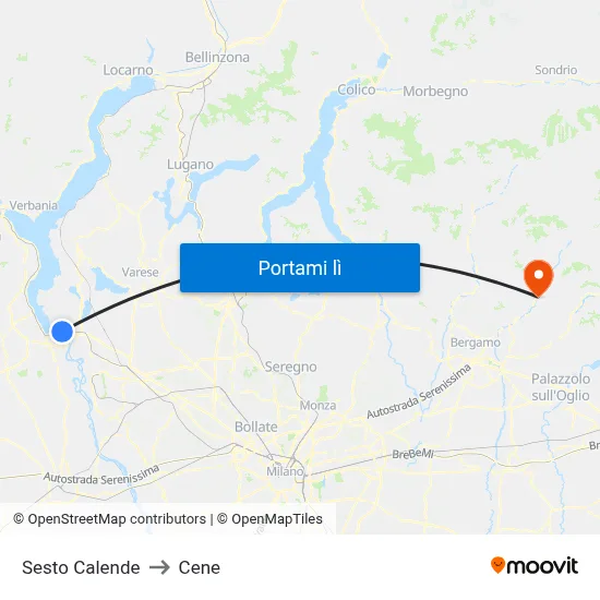Sesto Calende to Cene map