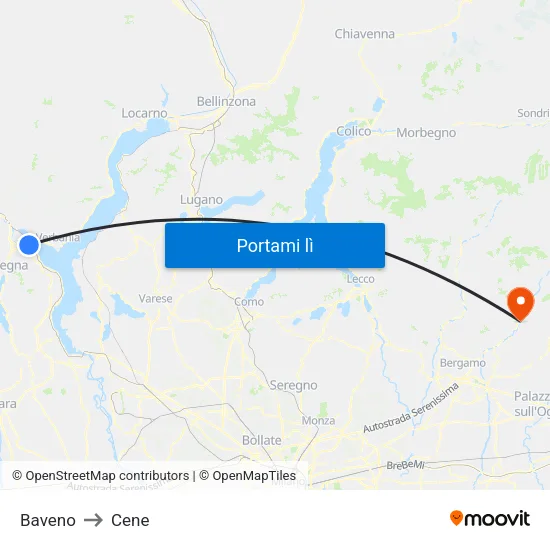 Baveno to Cene map