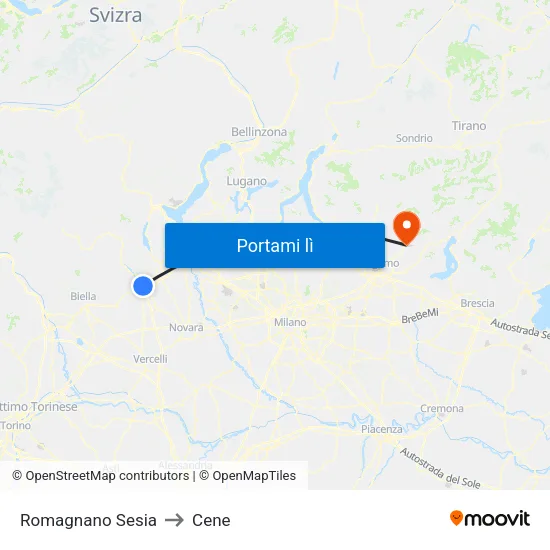 Romagnano Sesia to Cene map
