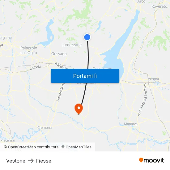Vestone to Fiesse map