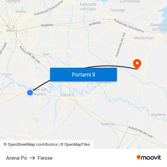 Arena Po to Fiesse map