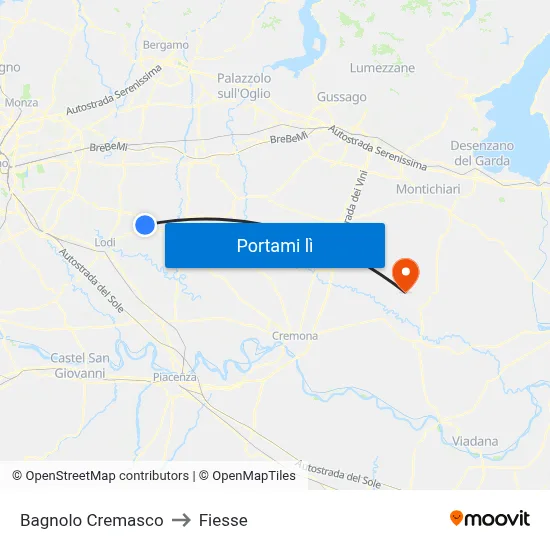 Bagnolo Cremasco to Fiesse map