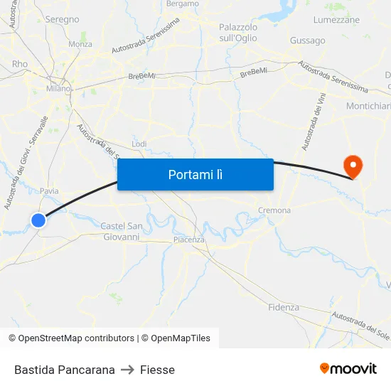 Bastida Pancarana to Fiesse map