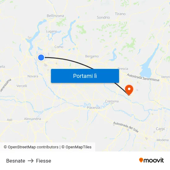 Besnate to Fiesse map