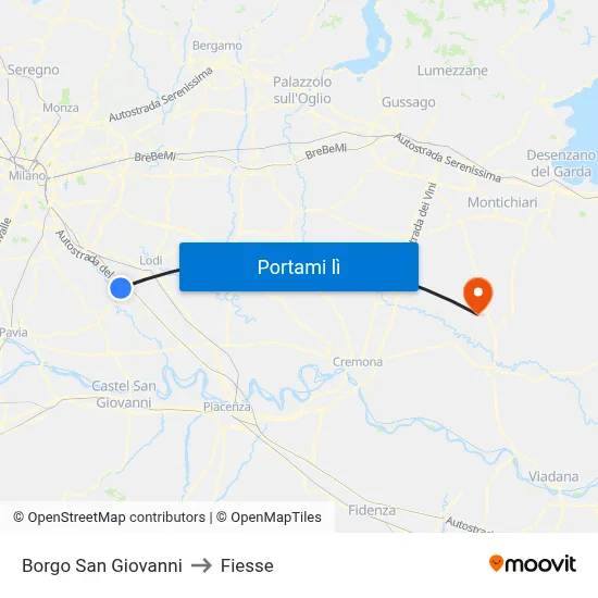 Borgo San Giovanni to Fiesse map