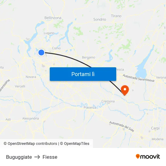 Buguggiate to Fiesse map