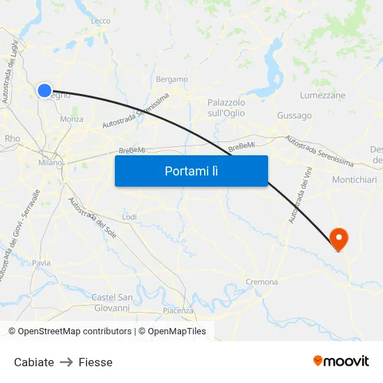 Cabiate to Fiesse map
