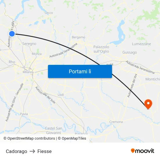 Cadorago to Fiesse map